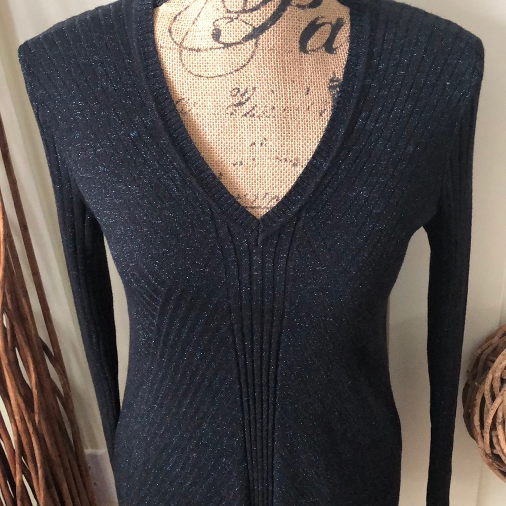 Apt. 9 black and blue metallic V-neck sweater